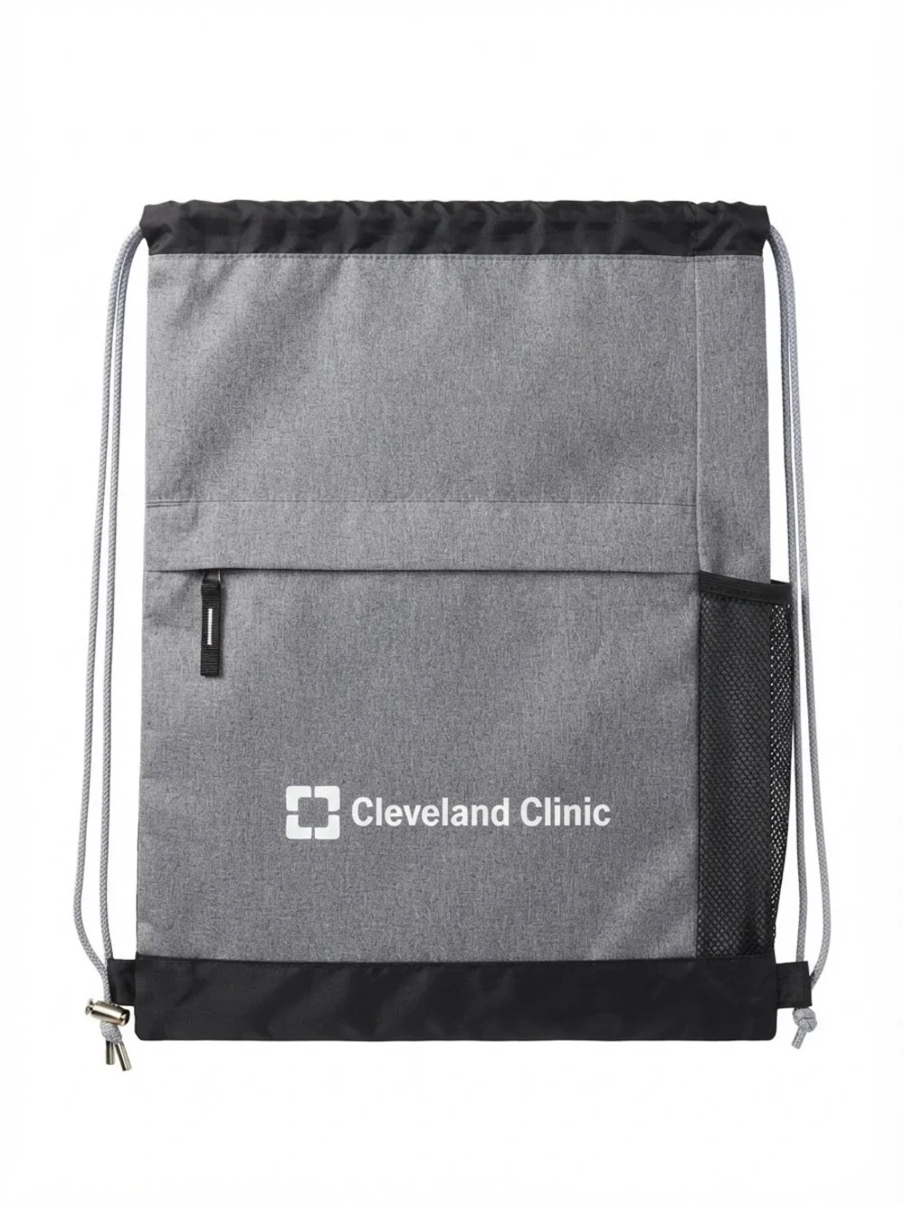 Cleveland Clinic Heather Grey & Black Cinch Backpack Gym Bag Commuter Travel